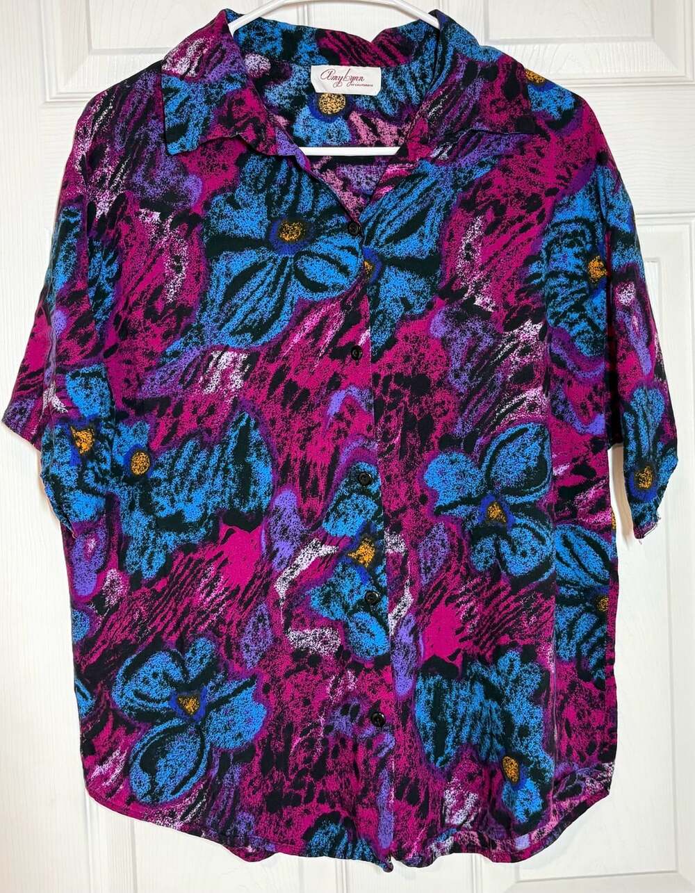 Amy Lynn of California Vintage Abstract Floral Short Sleeve Blouse